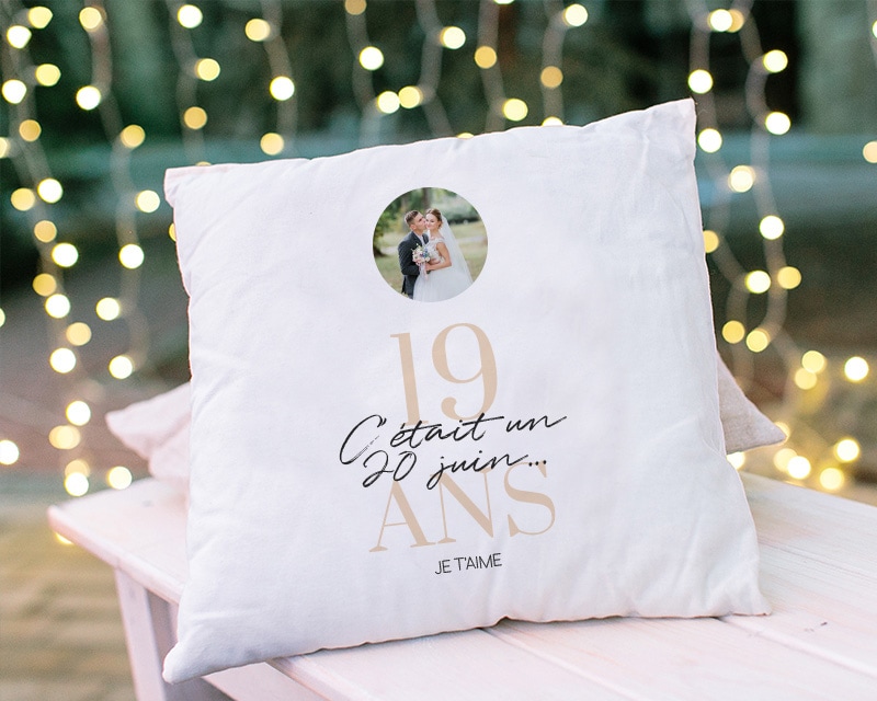 Coussin personnalisé Cadeau 19 ans de mariage