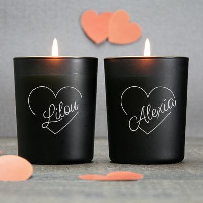 Coffret cadeau Mr & Mrs panier idée bougies cadeau coeur en céramique cadeau  de fiançailles mariage -  France