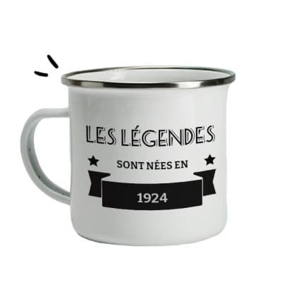 mug émaillé légendes homme né en 1924