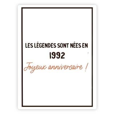 Bouteille de champagne message générique année 1992