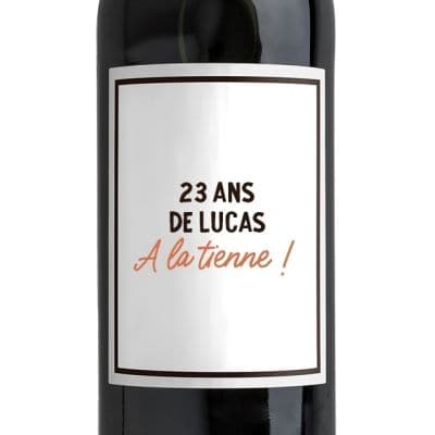 Bouteille de vin personnalisable homme 23 ans