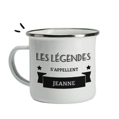 Mug émaillé légende personnalisé pour une Jeanne