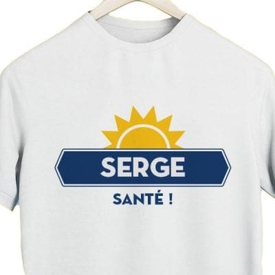 T-shirt blanc homme personnalisé pour un Serge