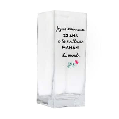 Vase cubique message maman 22 ans