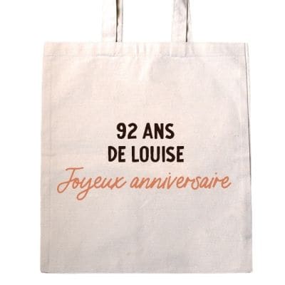 Tote bag avec message femme 92 ans