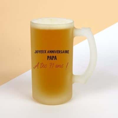 Verre à bière chope message papa 71 ans