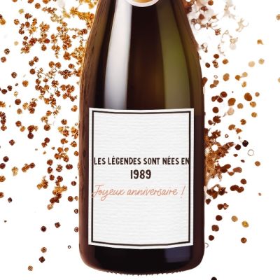 Bouteille de champagne message générique femme née en 1989