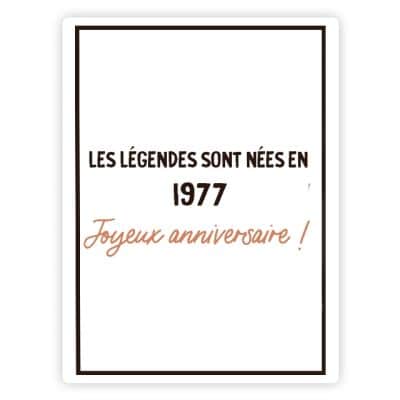 Bouteille de champagne message générique année 1977