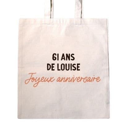 Tote bag avec message femme 61 ans