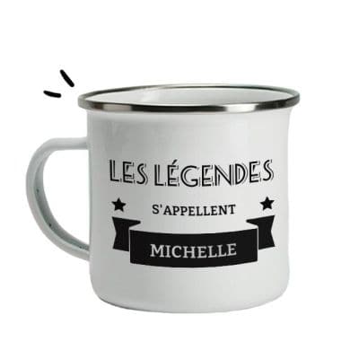 Mug émaillé légende personnalisé pour une Michelle