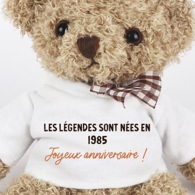 Peluche ourson message générique femme née en 1985