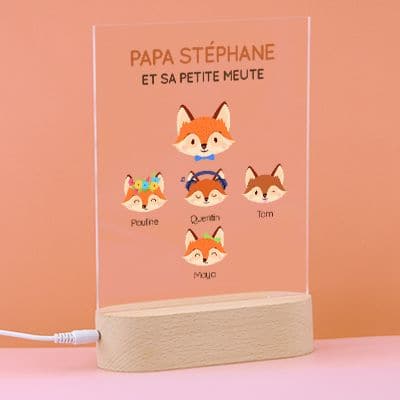 Lampe 3D personnalisée - Papa Renard et sa meute