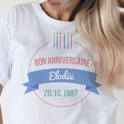 Tee shirt anniversaire femme 20 ans personnalisé