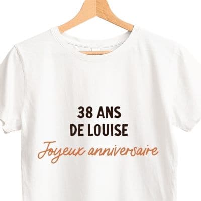 T-shirt blanc avec message femme 38 ans