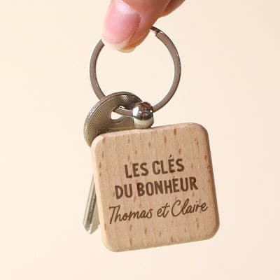 Porte-clés en bois personnalisé - Message