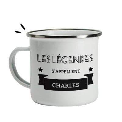 Mug émaillé personnalisé pour un Charles