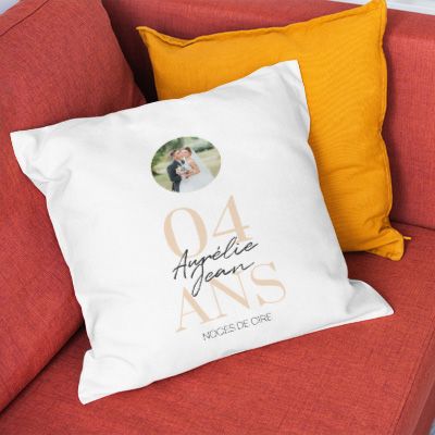 Coussin personnalisé anniversaire de mariage - Noces de Cire