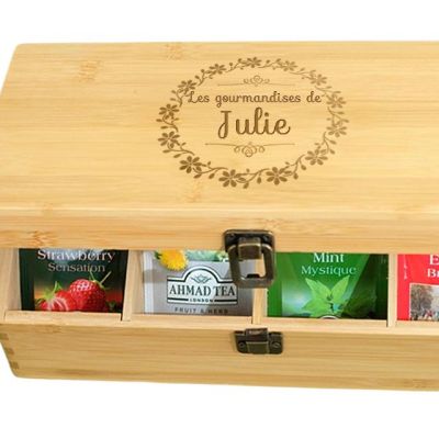 Boîte à thé en bois personnalisée pour une Julie