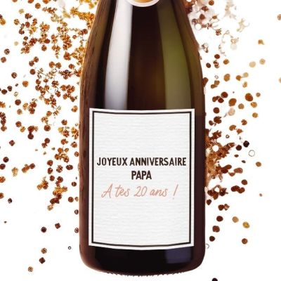 Bouteille de champagne message papa 20 ans