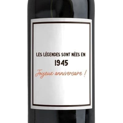 Bouteille de vin rouge message générique année 1945