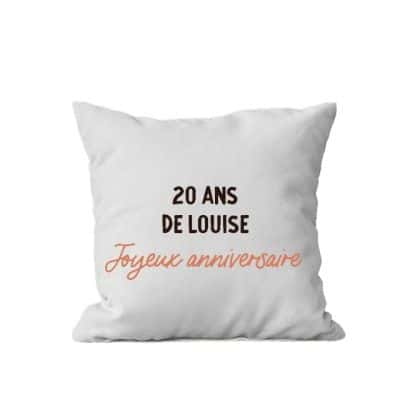 Coussin message personnalisable femme 20 ans