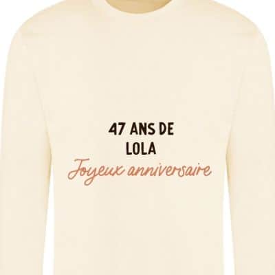 Sweat message personnalisable femme 47 ans