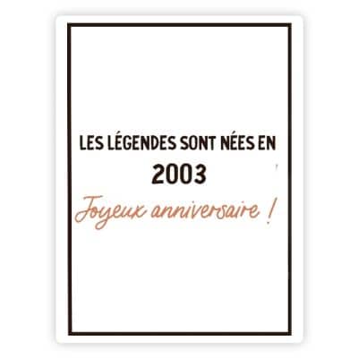 Bouteille de champagne message générique année 2003