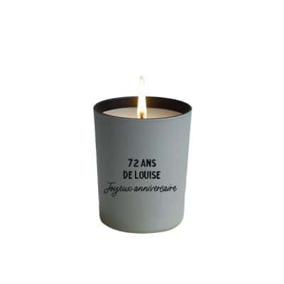 Bougie message personnalisable femme 72 ans