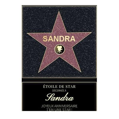 Affiche etoile de star personnalisée pour une Sandra