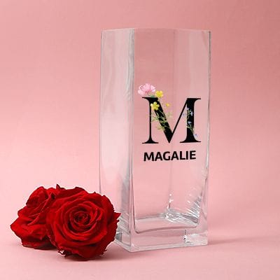 Vase personnalisé cubique - Monogramme