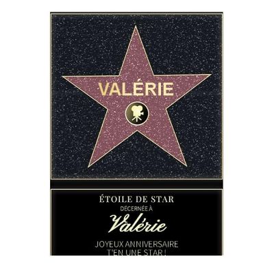 Affiche etoile de star personnalisée pour une Valérie