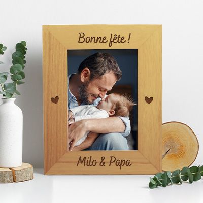 Cadre photo en bois gravé - Papa