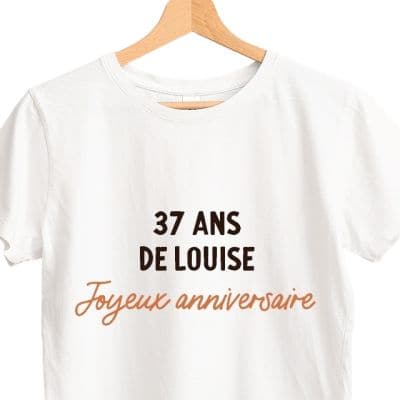 T-shirt blanc avec message femme 37 ans