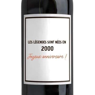 Bouteille de vin rouge message générique année 2000