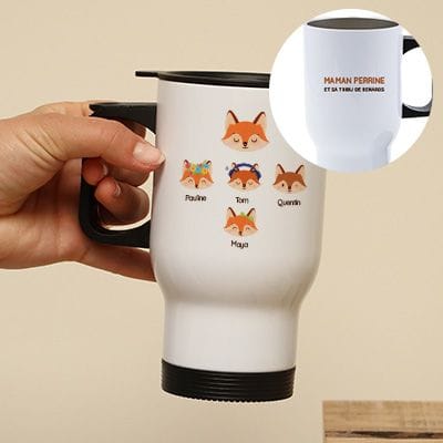 Mug isotherme personnalisé - Maman Renard et sa meute