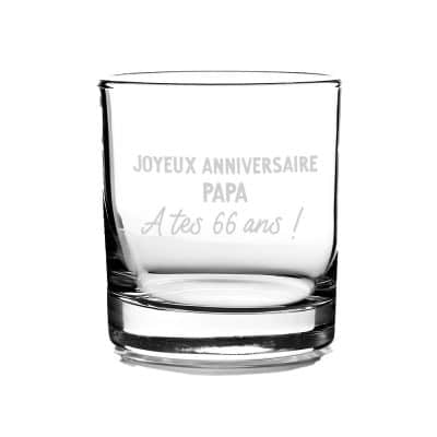 Verre à whisky message papa 66 ans