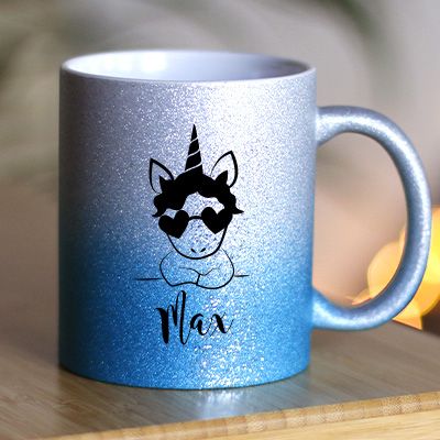 Mug personnalisé à paillettes - Licorne