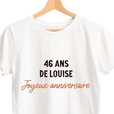 T-shirt blanc avec message femme 46 ans