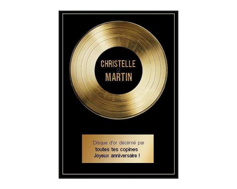 Affiche disque d’or personnalisé pour une Christelle