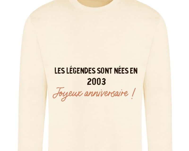 Sweat message générique femme née en 2003