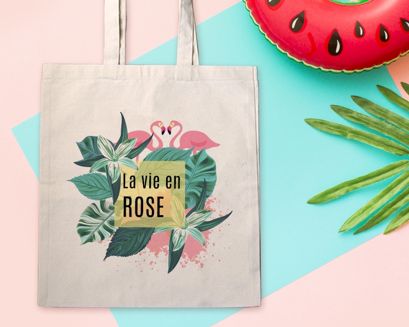 Tote bag Personnalisable - Flamant rose - 100% coton naturel