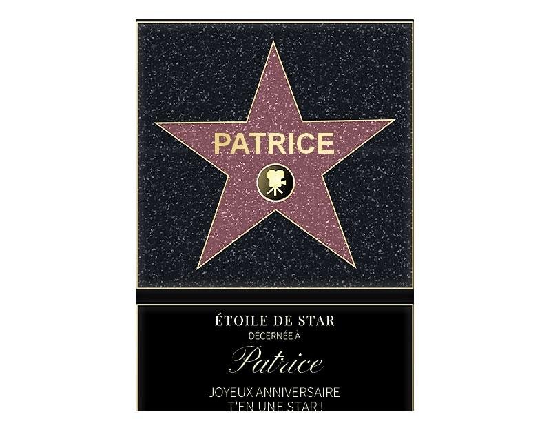 Affiche etoile de star personnalisée pour un Patrice