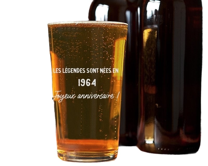 Verre à bière pinte message générique année 1964