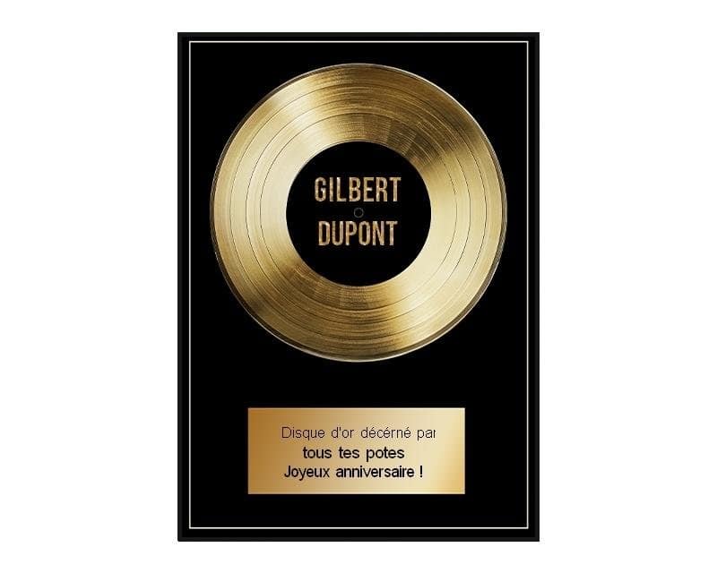 Affiche disque d’or personnalisé pour un Gilbert