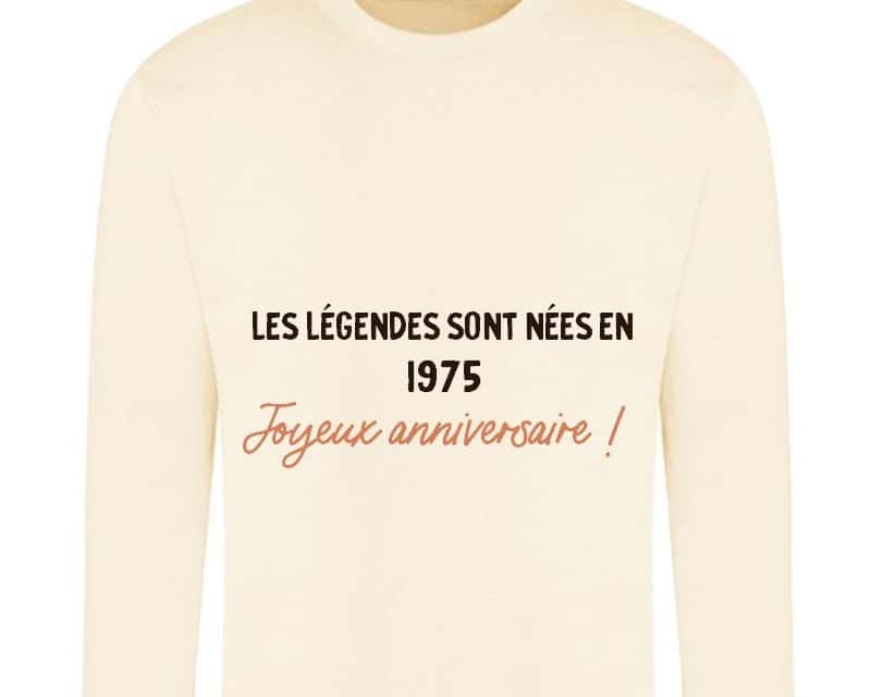 sweat message générique homme né en 1975