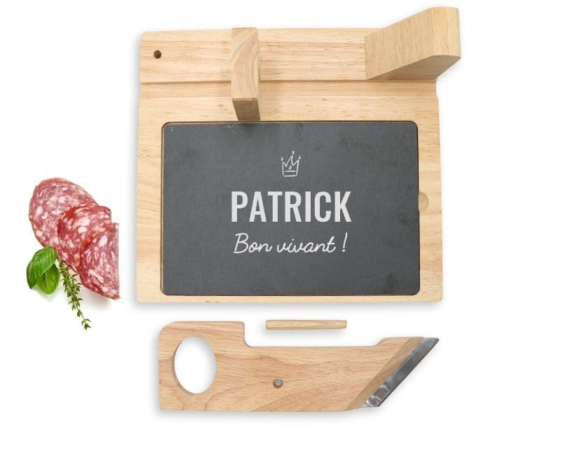 Guillotine à saucisson personnalisée pour un Patrick