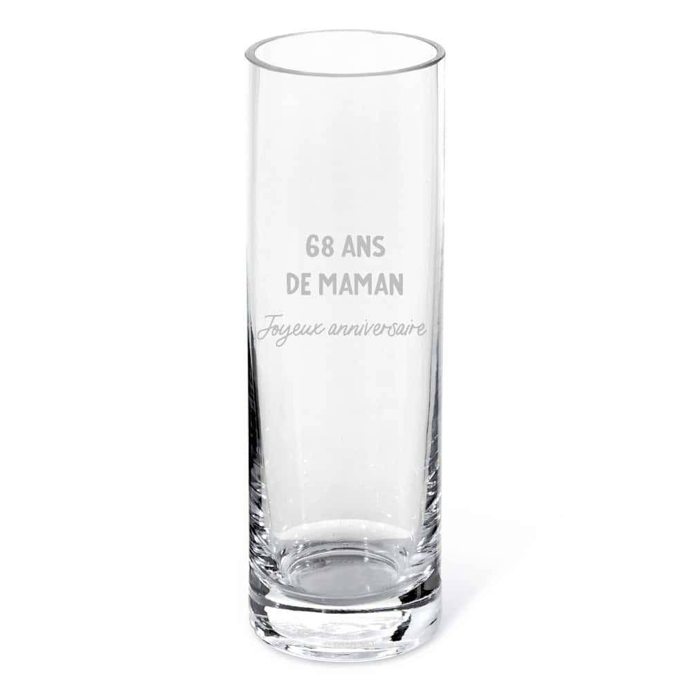 Vase cylindrique message maman 68 ans