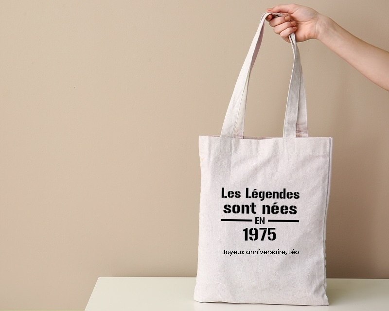 Tote bag personnalisé - Les Légendes sont nées en 1975