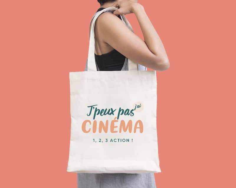 Tote bag personnalisable - J'peux pas j'ai cinéma