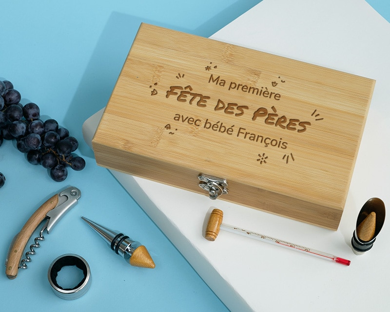 Coffret sommelier personnalisé papa - 5 accessoires - Première Fête des Pères